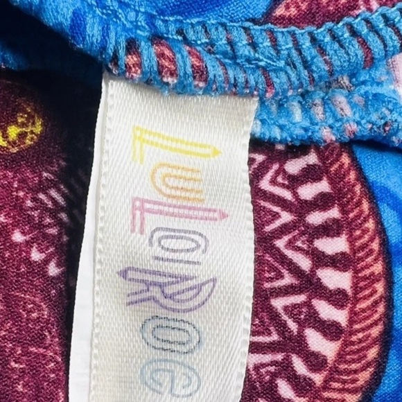 LuLaRoe Tall & Curvy TC Plus Size Leggings Maroon Blue Mosaic Bears Stretchy 1X - Picture 4 of 6